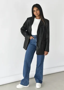 Vestes L Manteaux | Blazers^Outfitbook Blazer oversize simili cuir NOIR