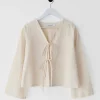 Chemises L Blouses | Hauts^Outfitbook Blouse à nouer BEIGE
