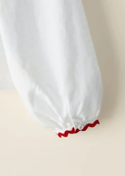 Chemises L Blouses | Hauts^Outfitbook Blouse à nouer avec bordures contrastantes BLANC
