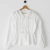 Chemises L Blouses | Hauts^Outfitbook Blouse en popeline coton nœuds BLANC