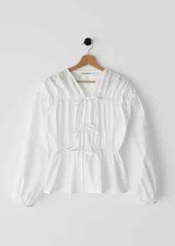 Chemises L Blouses | Hauts^Outfitbook Blouse en popeline coton nœuds BLANC
