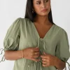 Chemises L Blouses | Hauts^Outfitbook Blouse manches bouffantes avec noeuds VERT