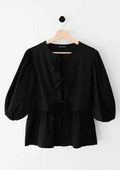 Chemises L Blouses | Hauts^Outfitbook Blouse manches bouffantes avec noeuds NOIR