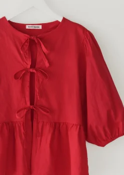 Chemises L Blouses | Hauts^Outfitbook Blouse manches bouffantes avec noeuds ROUGE