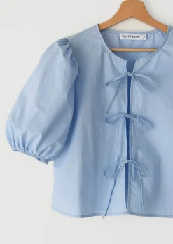 Chemises L Blouses | Hauts^Outfitbook Blouse manches bouffantes à nouer BLEU