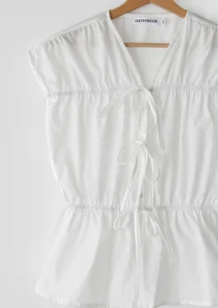 Chemises L Blouses | Hauts^Outfitbook Blouse nœuds sans manches BLANC