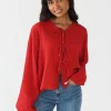 Chemises L Blouses | Hauts^Outfitbook Blouse texturée à nouer ROUGE