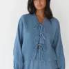 Chemises L Blouses | Hauts^Outfitbook Blouse texturée à nouer BLEU