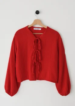 Chemises L Blouses | Hauts^Outfitbook Blouse texturée à nouer ROUGE