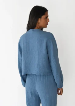 Chemises L Blouses | Hauts^Outfitbook Blouse texturée à nouer BLEU