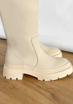 Bottes^Outfitbook Bottes de pluie montantes à semelles chunky BEIGE