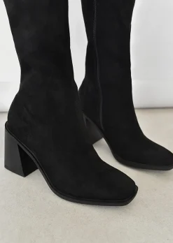 Bottes^Outfitbook Bottes hautes talon suède NOIR