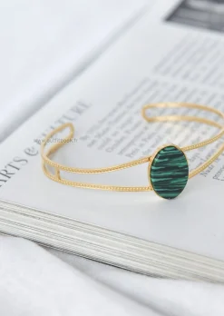 Bijoux^Outfitbook Bracelet jonc ajouré avec pierre verte
