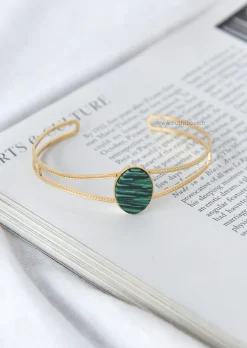 Bijoux^Outfitbook Bracelet jonc ajouré avec pierre verte