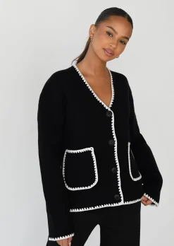 Pulls L Cardigans^Outfitbook Cardigan à surpiqûres NOIR