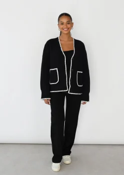 Pulls L Cardigans^Outfitbook Cardigan à surpiqûres NOIR