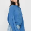 Pulls L Cardigans^Outfitbook Cardigan bleu royal en maille boutonné à col montant BLEUROYAL