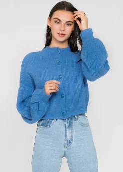 Pulls L Cardigans^Outfitbook Cardigan bleu royal en maille boutonné à col montant BLEUROYAL
