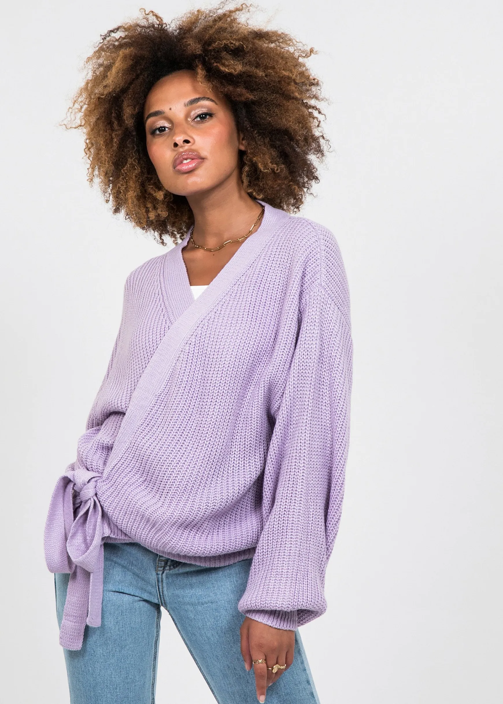 Pulls L Cardigans^Outfitbook Cardigan cache-cœur noué sur le devant violet