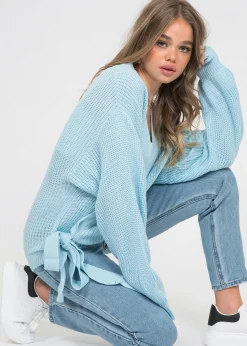 Pulls L Cardigans^Outfitbook Cardigan cache-cœur noué sur le devant bleu
