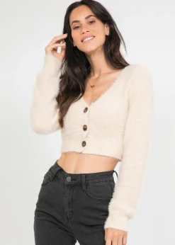 Pulls L Cardigans^Outfitbook Cardigan court duveteux BEIGE