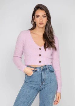 Pulls L Cardigans^Outfitbook Cardigan court duveteux LILAS