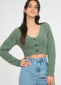 Pulls L Cardigans^Outfitbook Cardigan court duveteux VERT