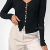 Pulls L Cardigans^Outfitbook Cardigan côtelé avec boutons perles noir
