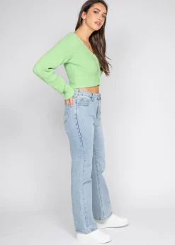 Pulls L Cardigans^Outfitbook Cardigan côtelé pelucheux vert cotele