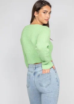 Pulls L Cardigans^Outfitbook Cardigan côtelé pelucheux vert cotele