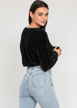 Pulls L Cardigans^Outfitbook Cardigan duveteux avec boutons perles NOIR