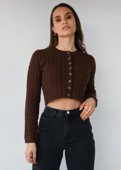 Pulls L Cardigans^Outfitbook Cardigan en maille torsadée MARRON