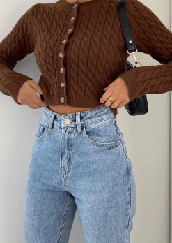 Pulls L Cardigans^Outfitbook Cardigan en maille torsadée MARRON