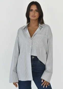 Chemises L Blouses | Hauts^Outfitbook Chemise à rayures oversize GRIS
