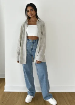 Chemises L Blouses | Hauts^Outfitbook Chemise coton oversize à rayures BEIGE