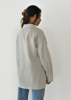 Chemises L Blouses | Hauts^Outfitbook Chemise coton oversize à rayures BEIGE