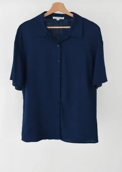 Chemises L Blouses | Hauts^Outfitbook Chemise en lin manche courte marine BLEU