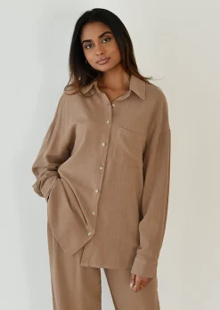 Chemises L Blouses | Hauts^Outfitbook Chemise en lin oversize TAUPE