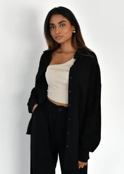 Chemises L Blouses | Hauts^Outfitbook Chemise en lin oversize NOIR