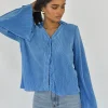 Hauts | Chemises L Blouses^Outfitbook Chemise en satin plissée BLEU