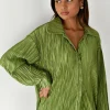 Chemises L Blouses | Hauts^Outfitbook Chemise en satin plissée VERT