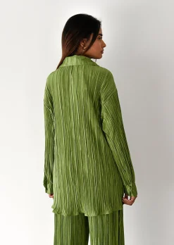 Chemises L Blouses | Hauts^Outfitbook Chemise en satin plissée VERT