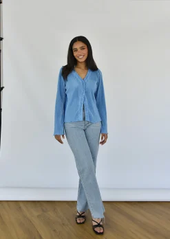 Hauts | Chemises L Blouses^Outfitbook Chemise en satin plissée BLEU