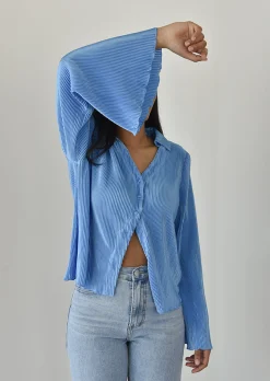 Hauts | Chemises L Blouses^Outfitbook Chemise en satin plissée BLEU