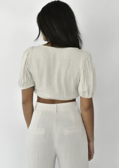 Hauts^Outfitbook Crop top en lin BEIGE