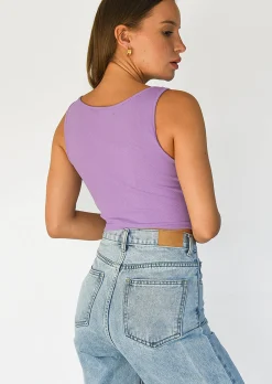 Hauts^Outfitbook Débardeur côtelé à encolure cranté LILAS