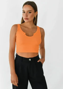 Hauts^Outfitbook Débardeur côtelé à encolure cranté ORANGE