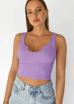 Hauts^Outfitbook Débardeur côtelé à encolure cranté LILAS