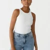 Hauts^Outfitbook Débardeur côtelé en coton BLANC