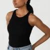 Hauts^Outfitbook Débardeur côtelé en coton NOIR
